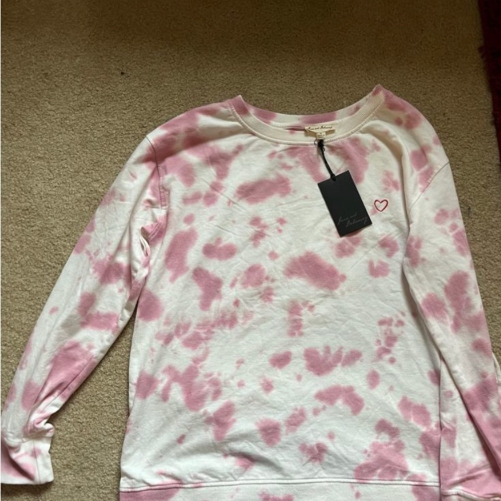 New Jane and Delancey  Pink and White Pullover Sweatshirt Medium